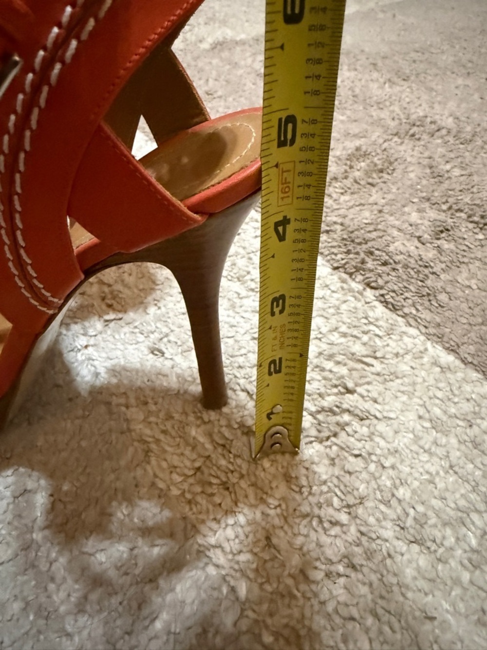 Polo by Ralph Lauren Orange Strappy Ankle-Wrap Heels- 36.5 - Picture 3 of 8